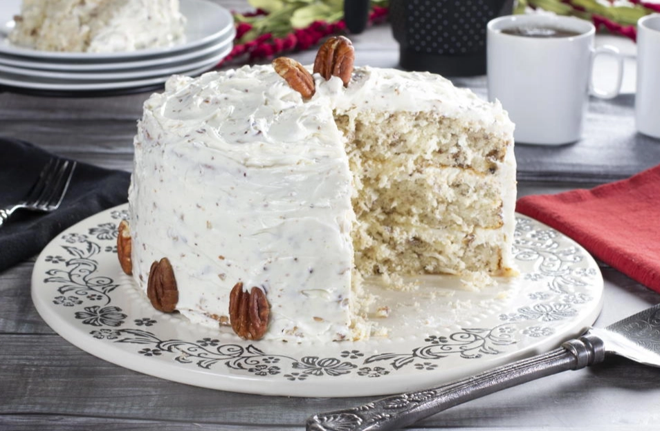 moist coconut pecan cake